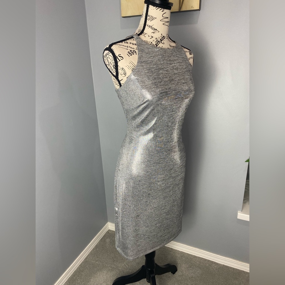 White House Black Market Metallic Halter Dress